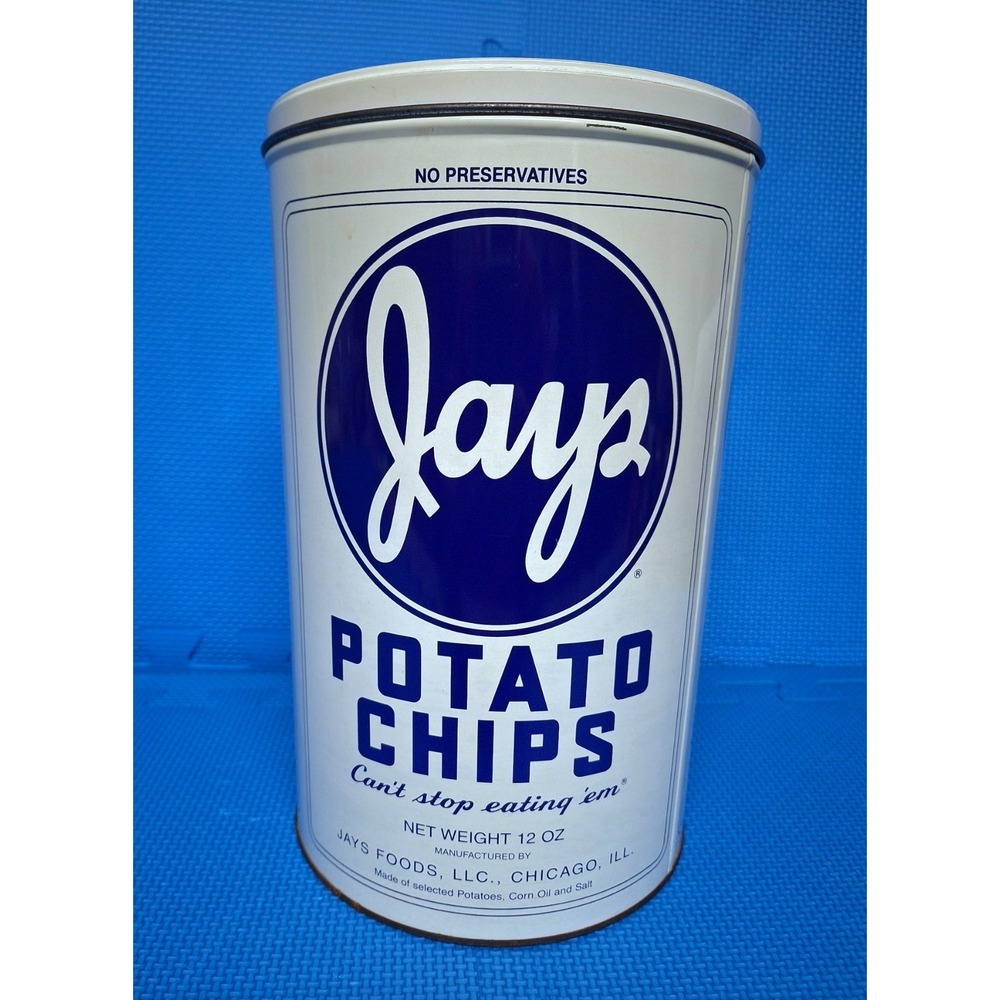 Vintage Jays Potato Chips 11.5'' Metal Tin Can Limited Edition 1998 Chicago IL